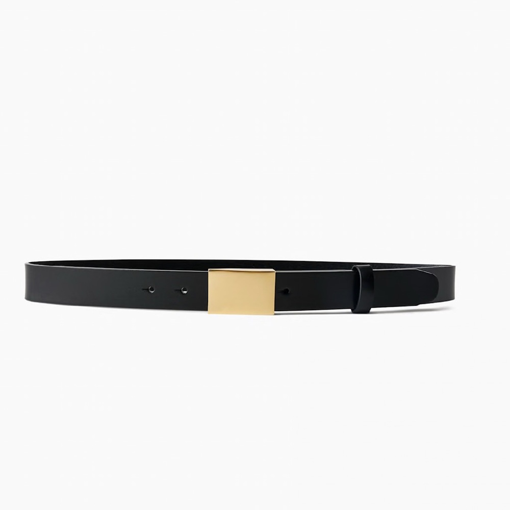 Aritzia Pillar Solid Brass Leather Belt in Black/Gold Size M - worn once